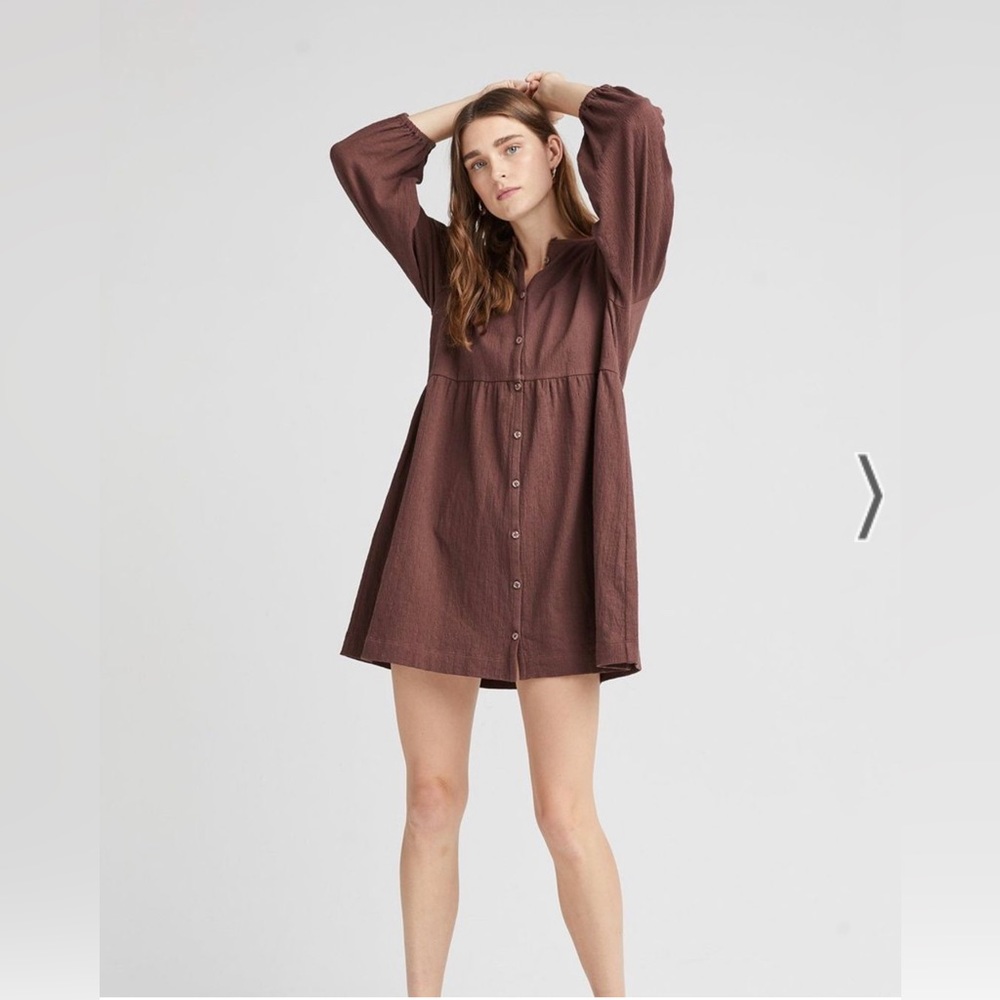 Richer Poorer  |  NWT  |  Women's Cloud Weave Button Up Dress Brown M